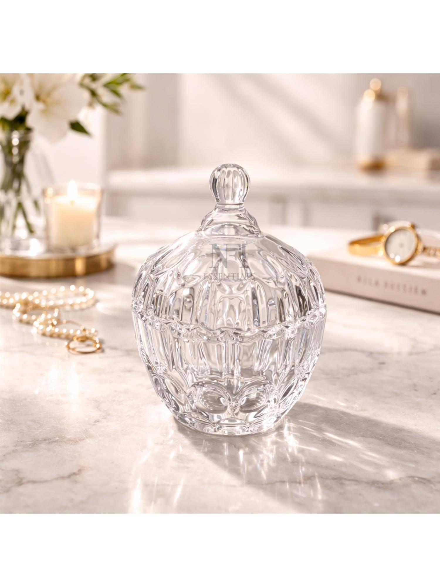 NFI Essentials Glass Candy Dish Jar With Lid