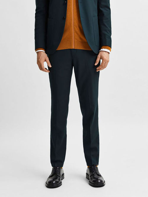 Selected Homme Mens Green Suit Trousers Selected Homme Dark Green