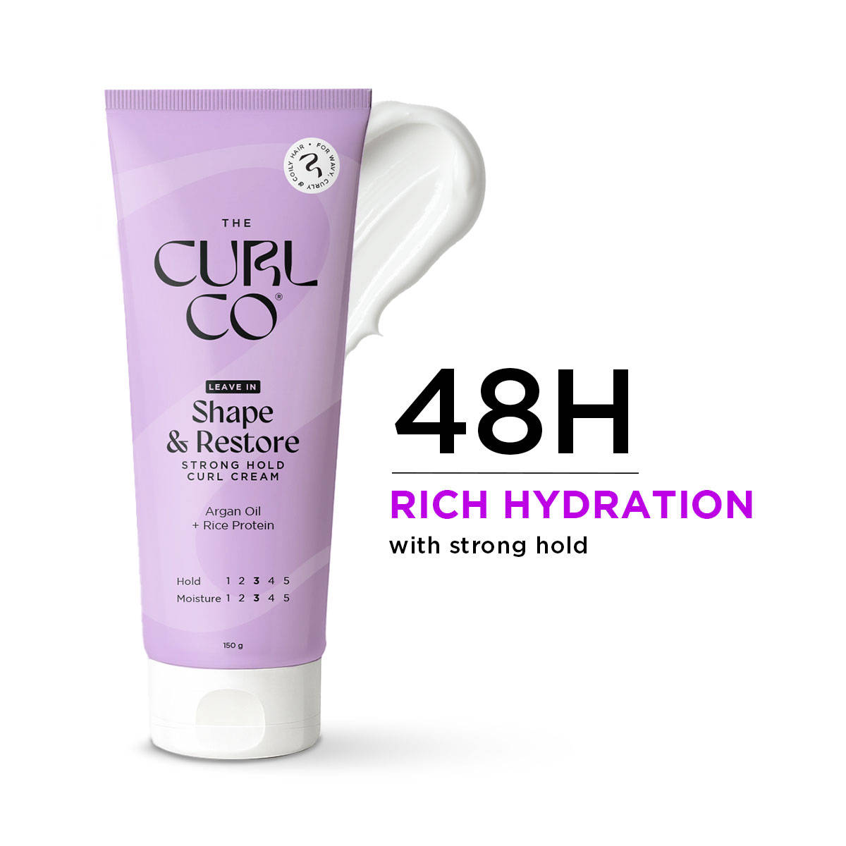 The Curl Co Shape & Restore Strong Hold Curl Cream For Dry, Frizzy, Wavy & Thick Curly Hair