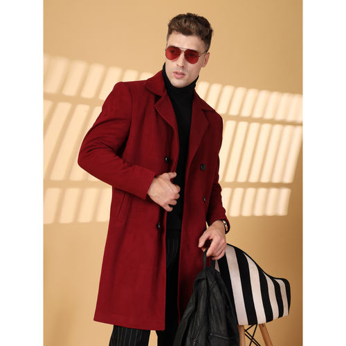 CHKOKKO Mens Maroon Winter Coat
