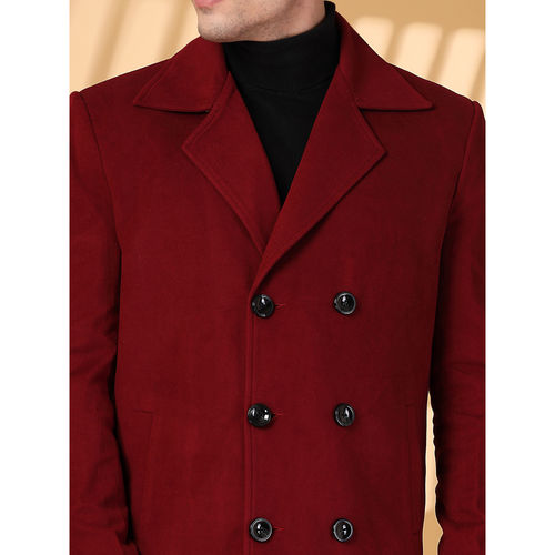 Buy CHKOKKO Mens Maroon Winter Coat Online