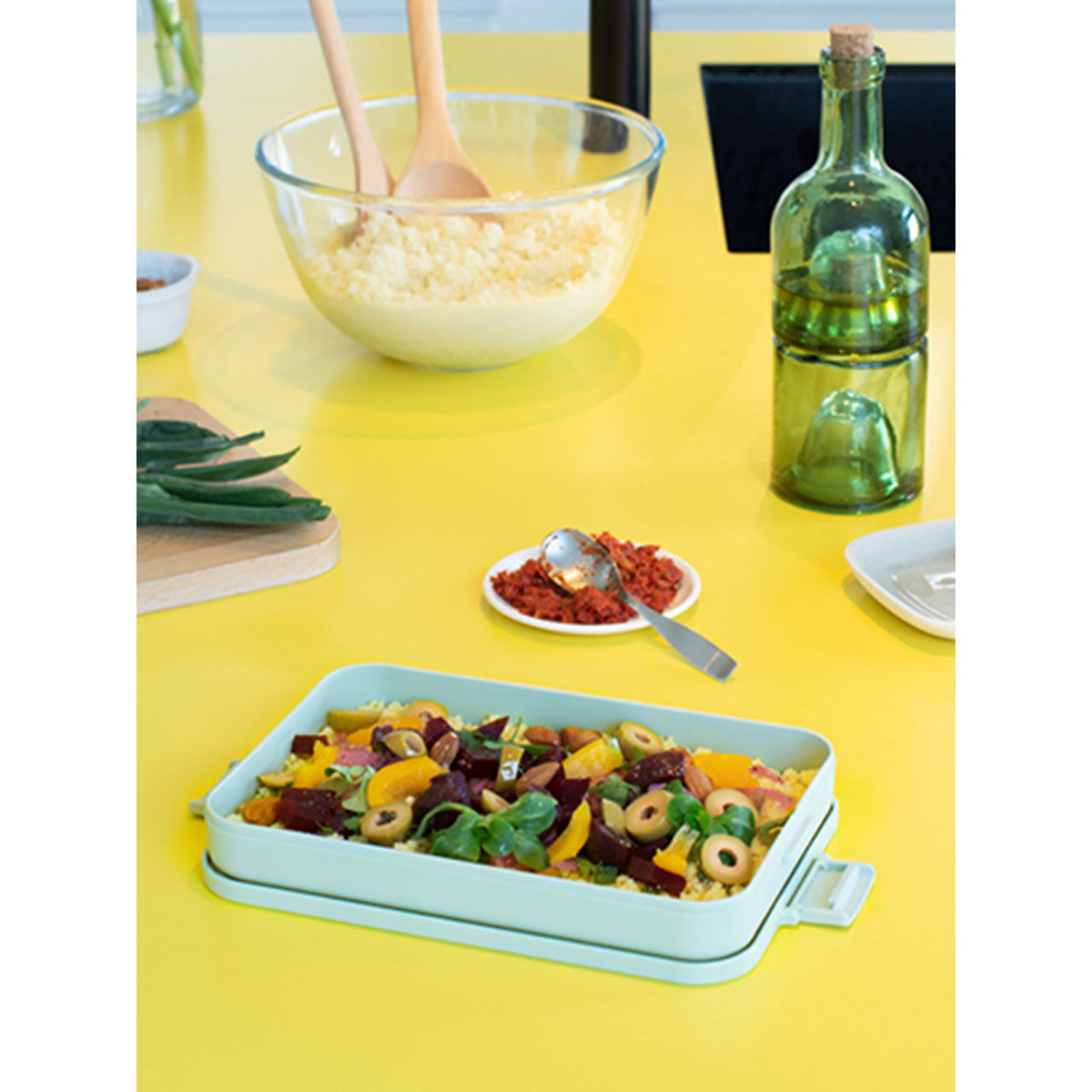 Make & Take Lunch Box Flat Plastic, Jade Green