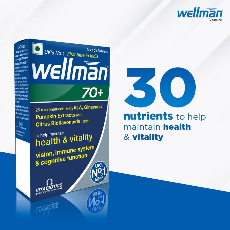 Wellman 70+ UK's No.1 Multivitamin for Men above 70 (Pumpkin seed