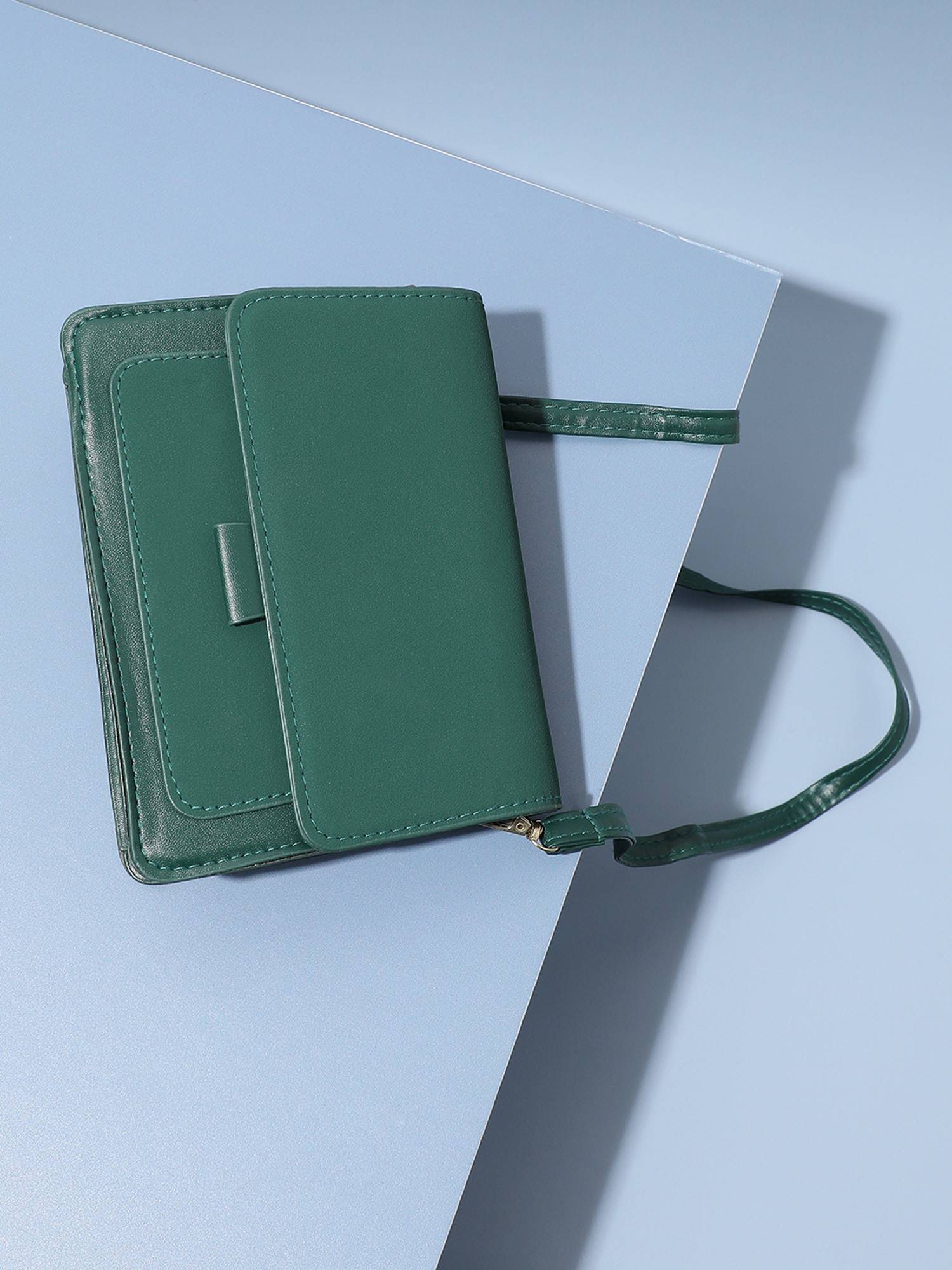 Haute Sauce Green Pu Structured Sling Bag
