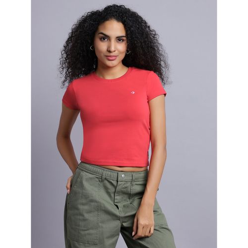 Converse Shirt For Women Converse Female Red Cropped T-Shirt (XS)