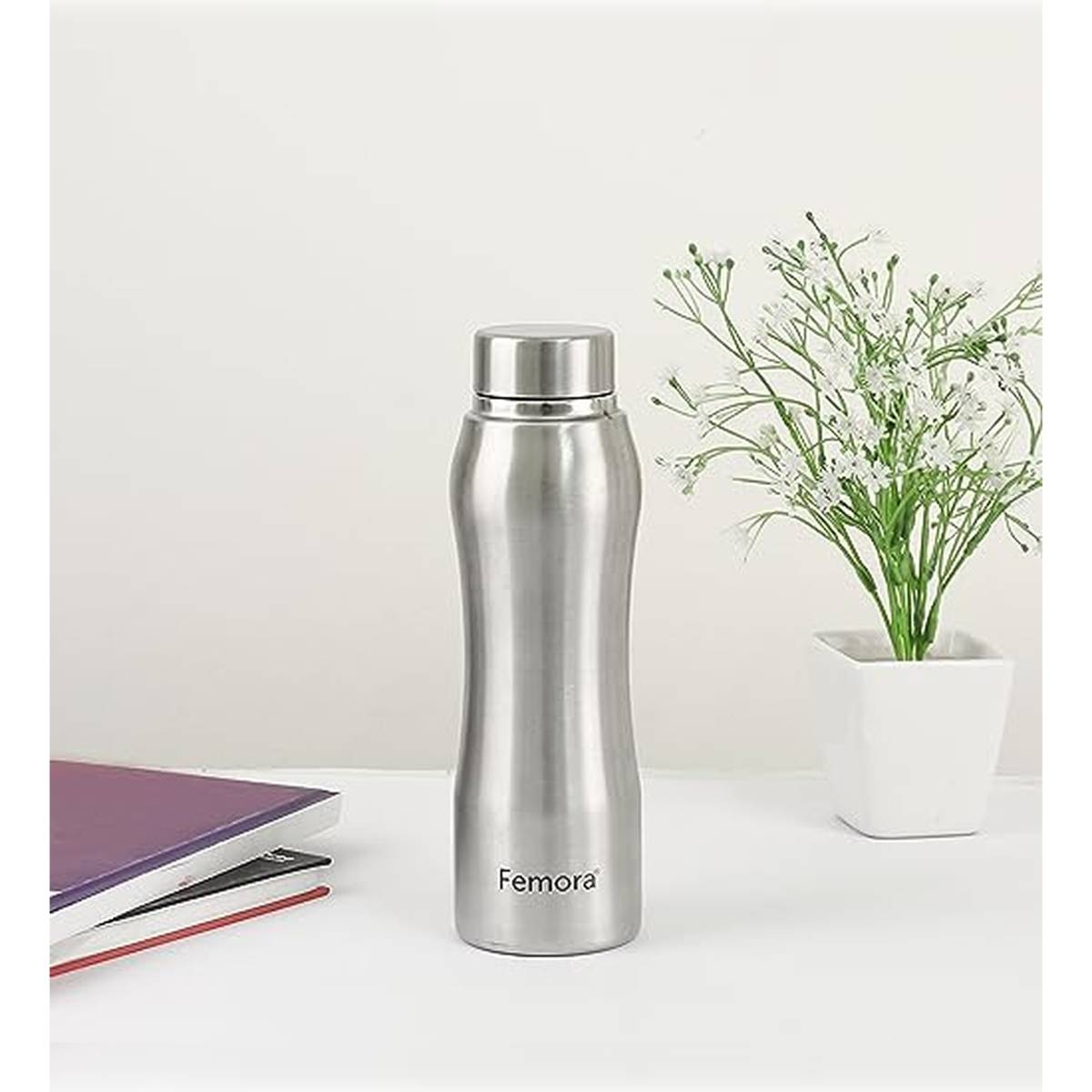 Femora Stainless Steel Water Bottle - 750 ML with Steel Cap