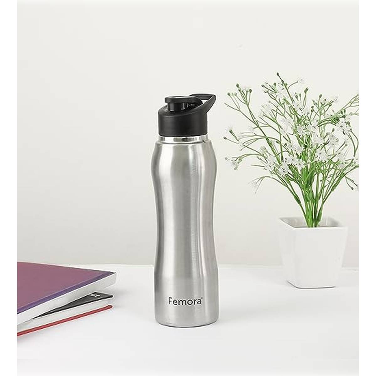 Femora Stainless Steel Water Bottle - 750 ML with Sipper Cap