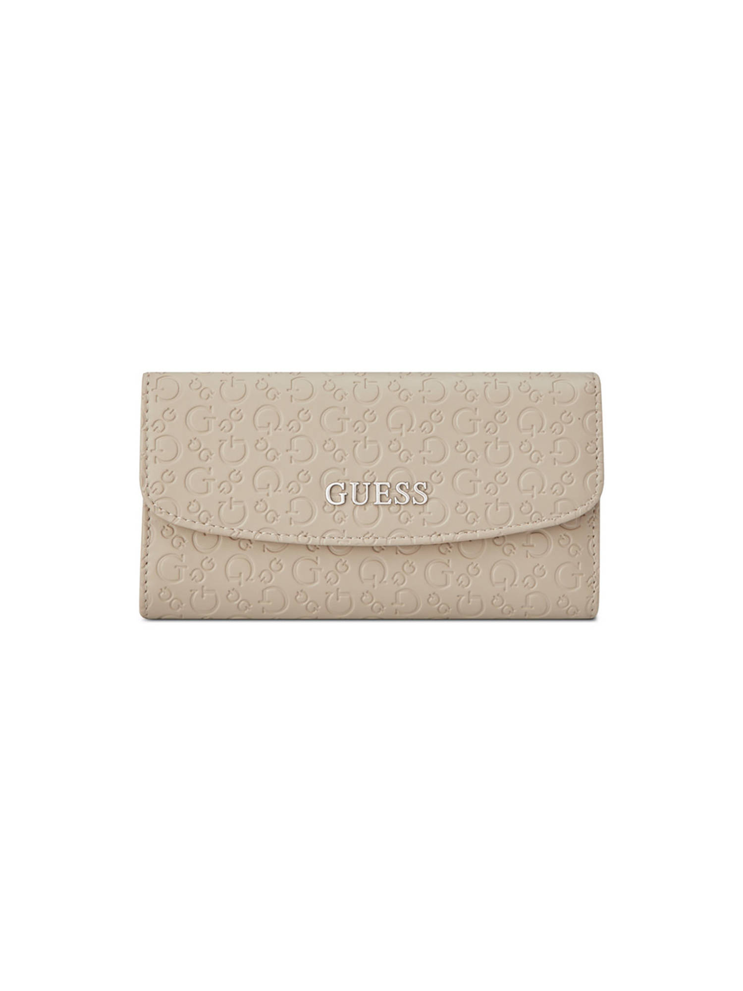 Guess Remy Taupe Women Flap Embossed Trifold Wallet