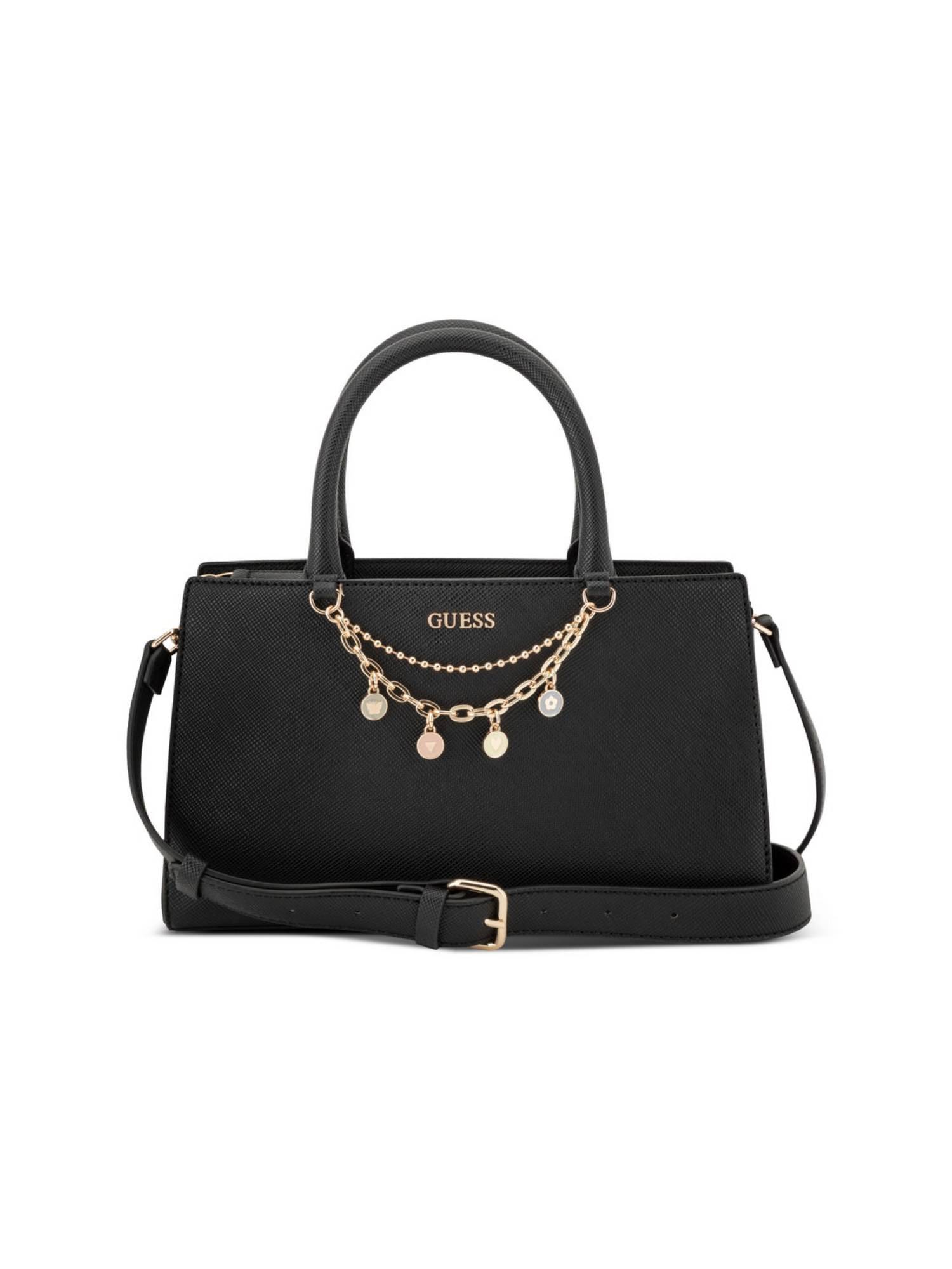 Guess Katy Black Women Zipper Solid Satchel Bag