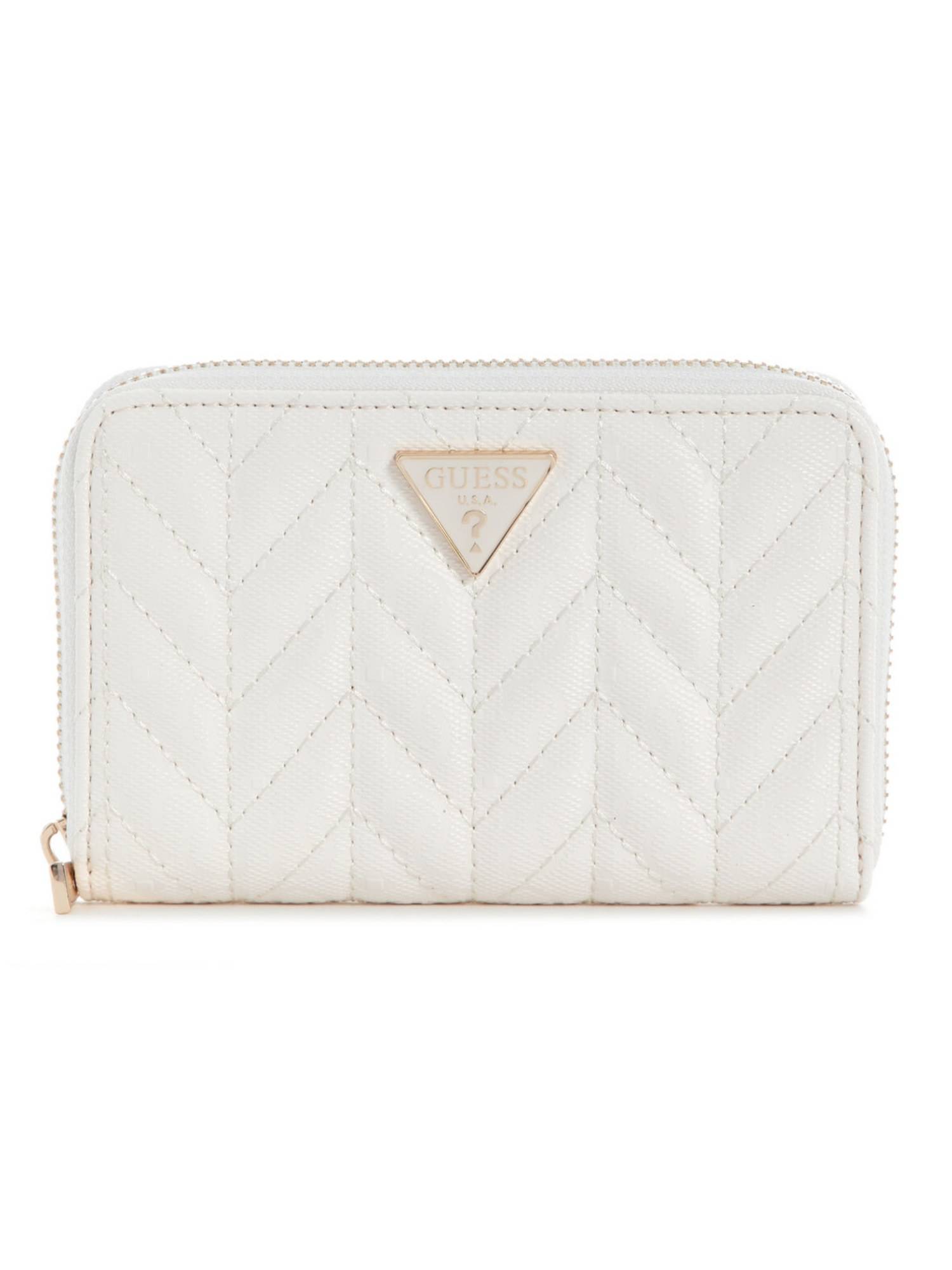 Guess Stacey White Women Zipper Quilted Medium Wallet