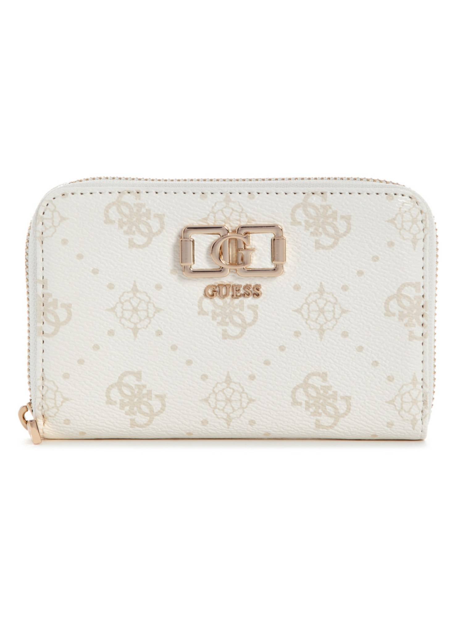 Guess Emelie White Logo Women Zipper Printed Wallet
