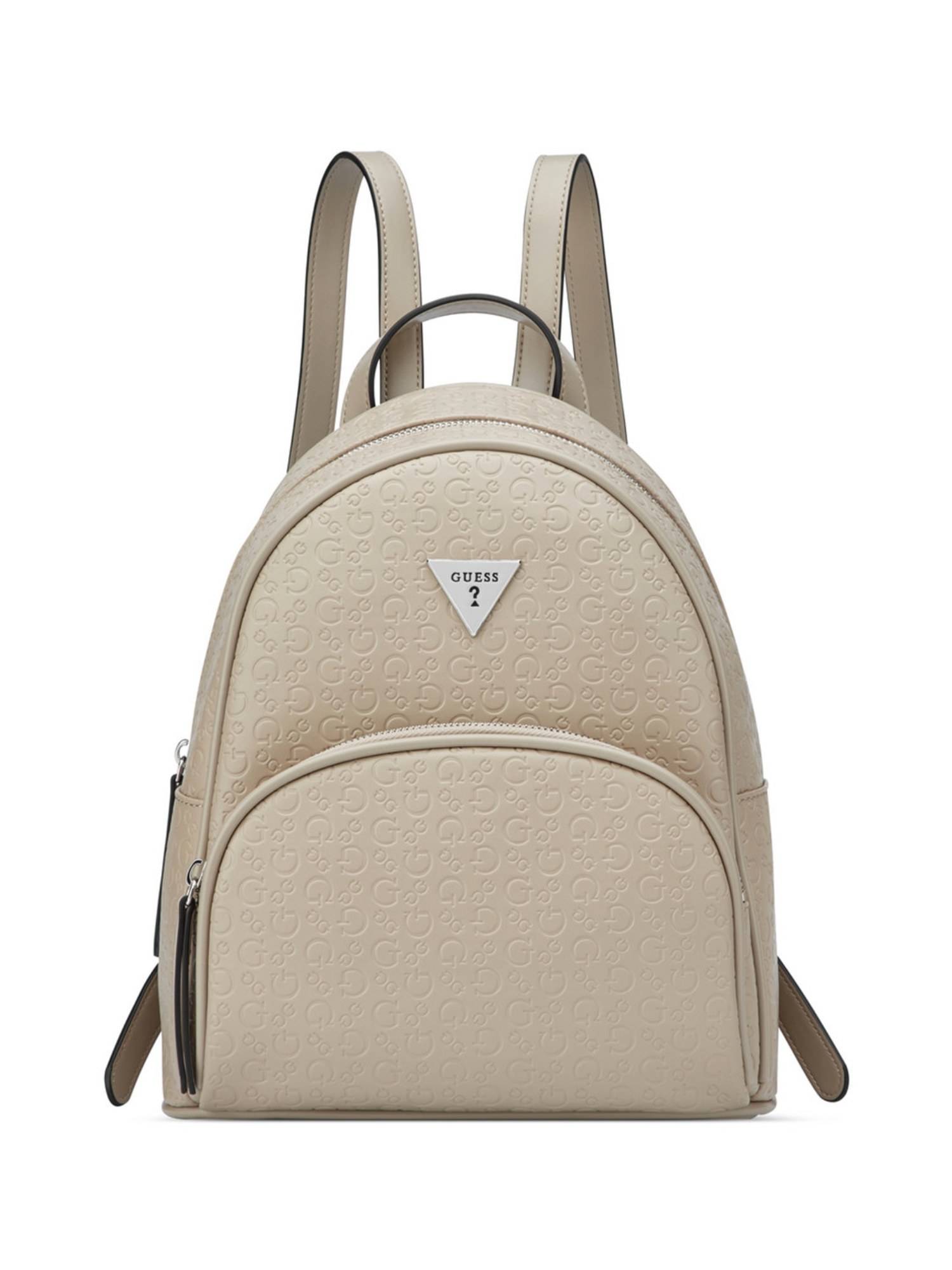Guess Jillian Women Taupe Zipper Textured Backpack