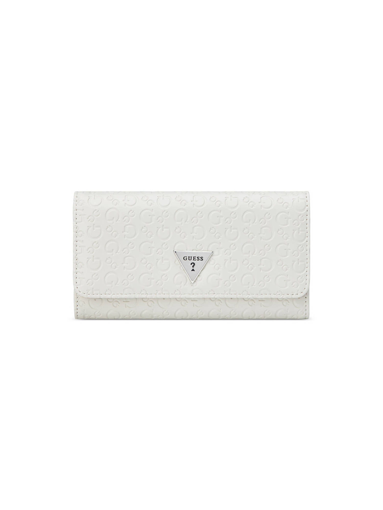 Guess Jillian White Women Embossed Trifold Wallet