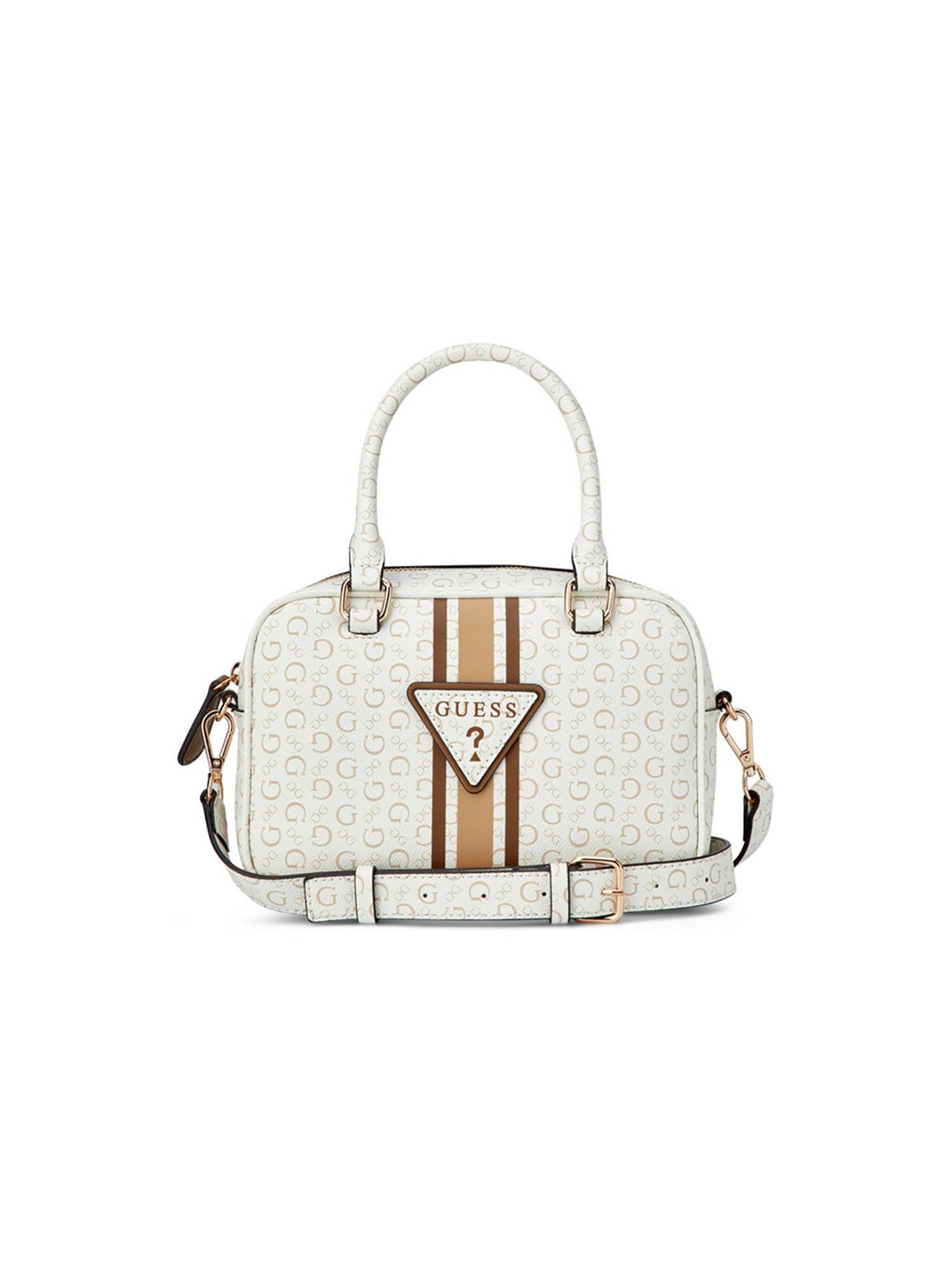 Guess Tabitha White Women Zipper Printed Satchel Bag