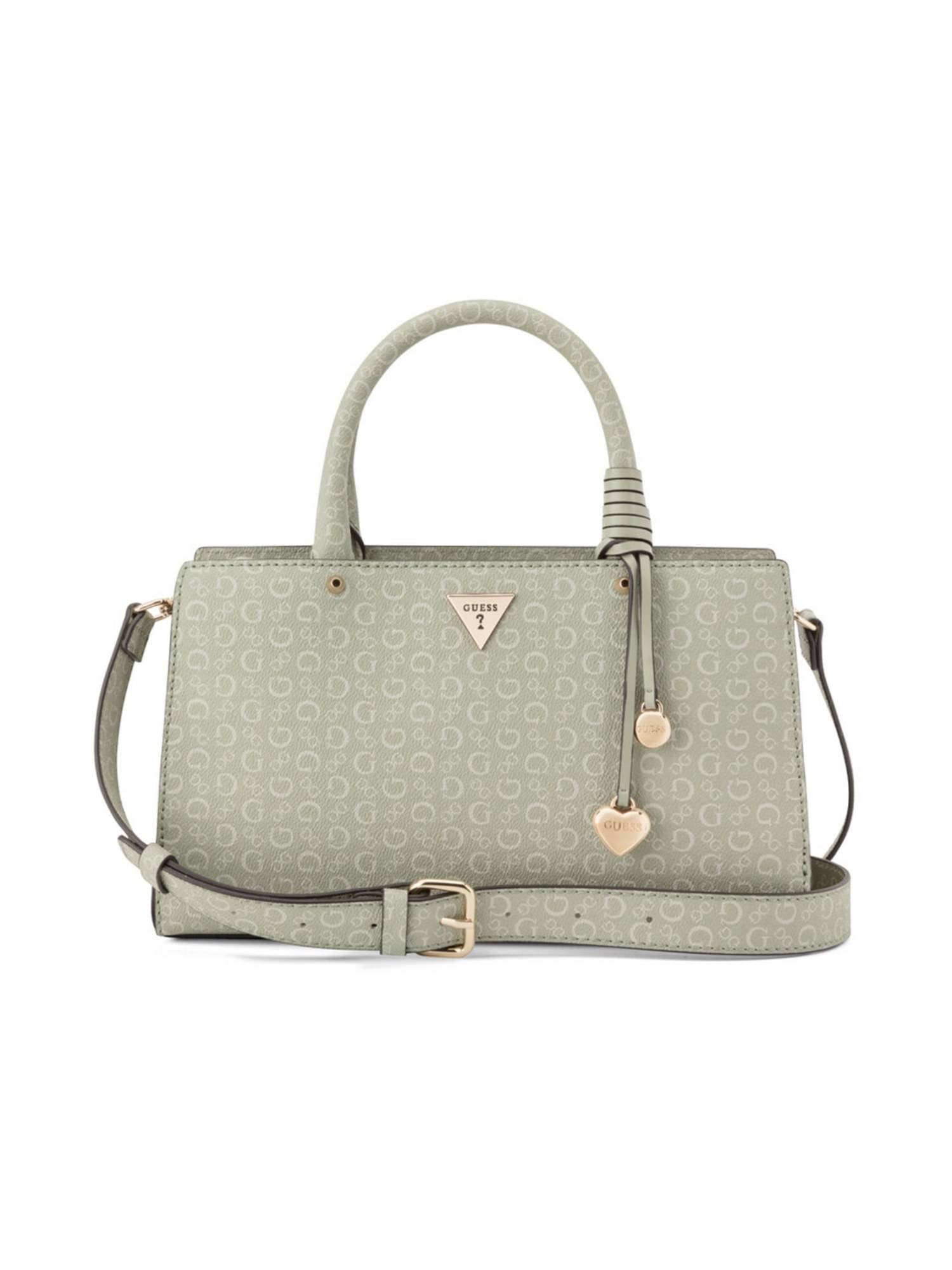 Guess Katy Green Women Zipper Printed Satchel Bag
