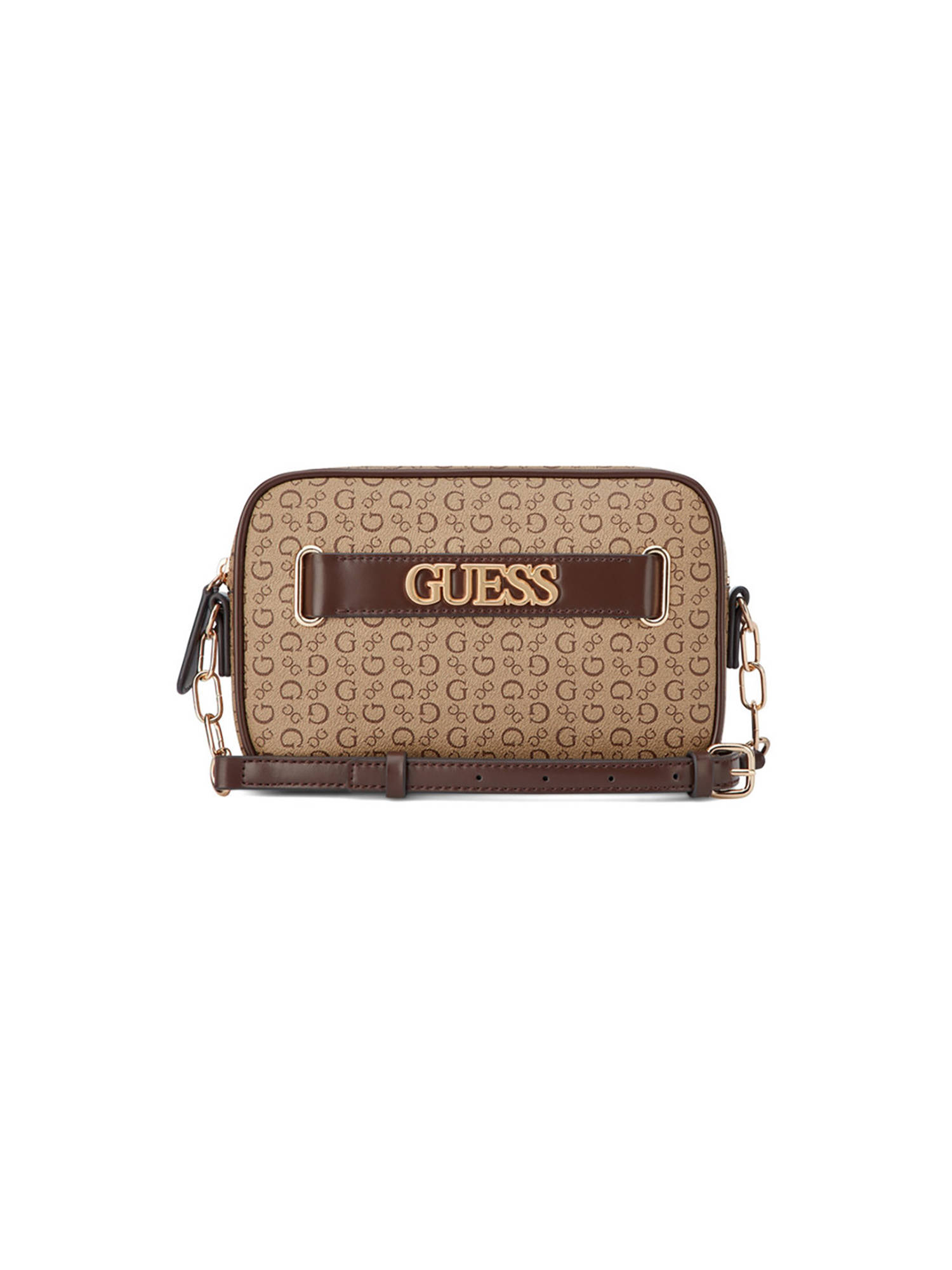 Guess Danica Brown Women Zipper Printed Crossbody Bag