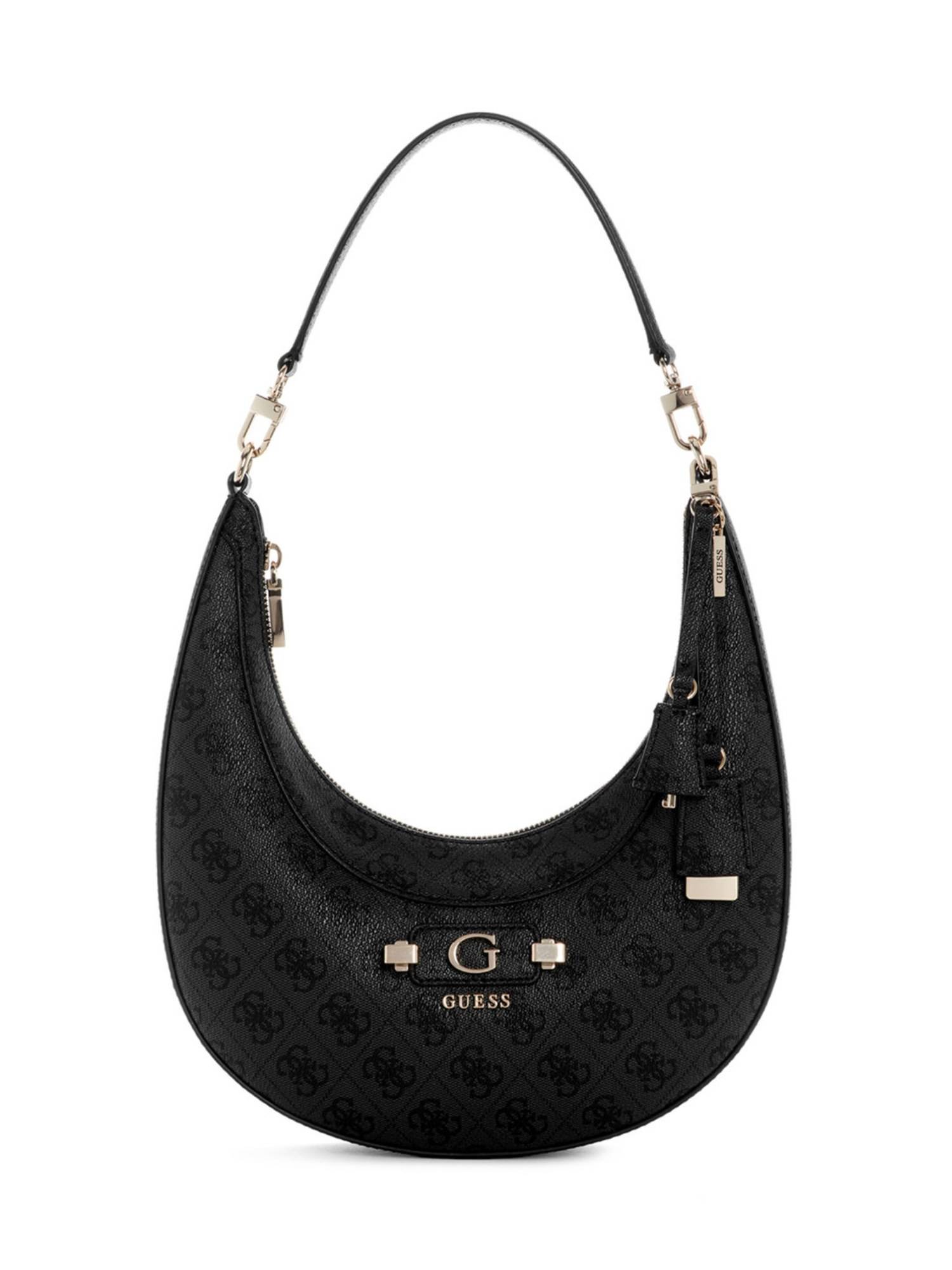 Guess Lindsey Black Women Zipper Printed Hobo Bag