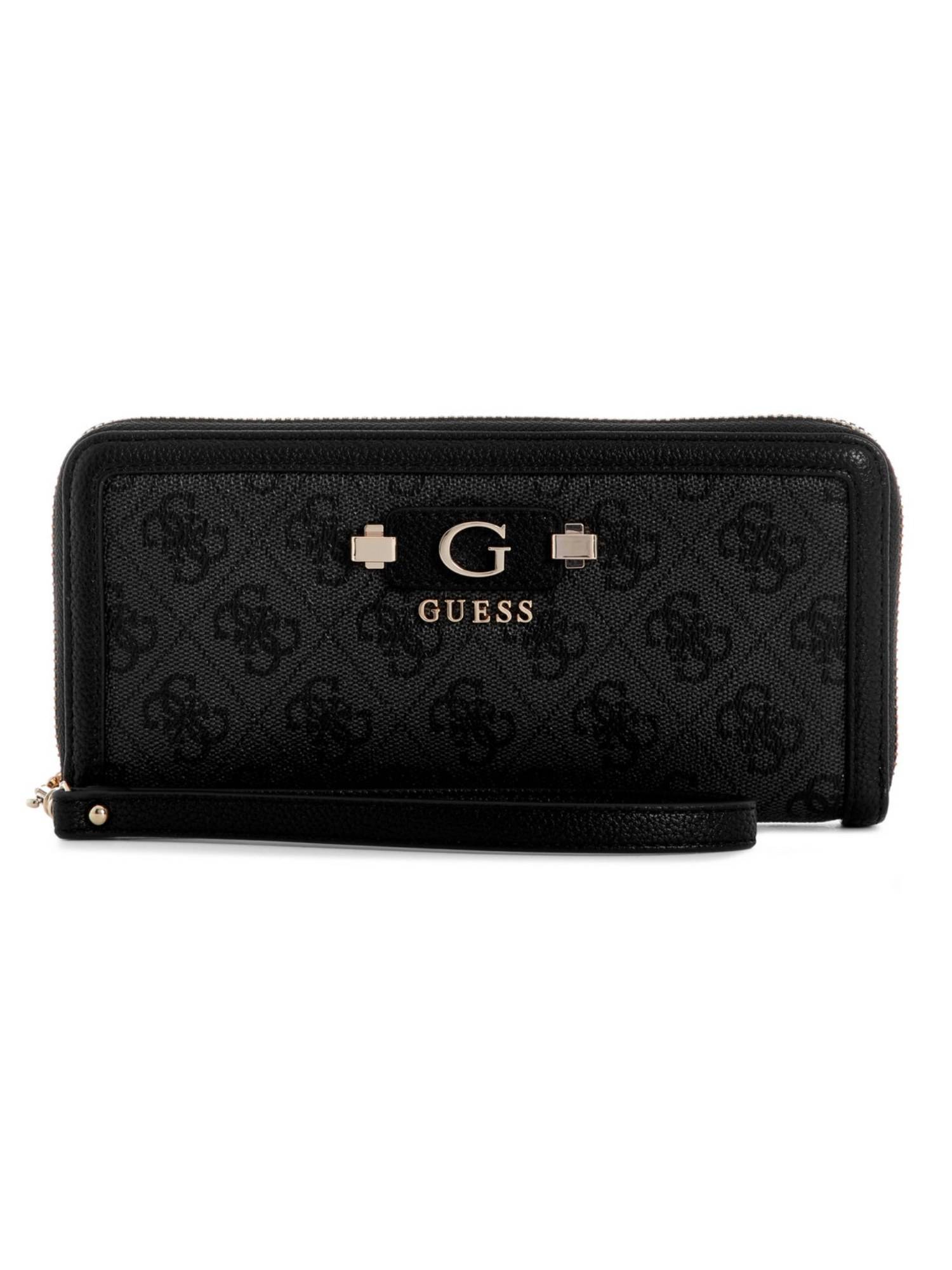 Guess Lindsey Black Women Zipper Printed Wallet