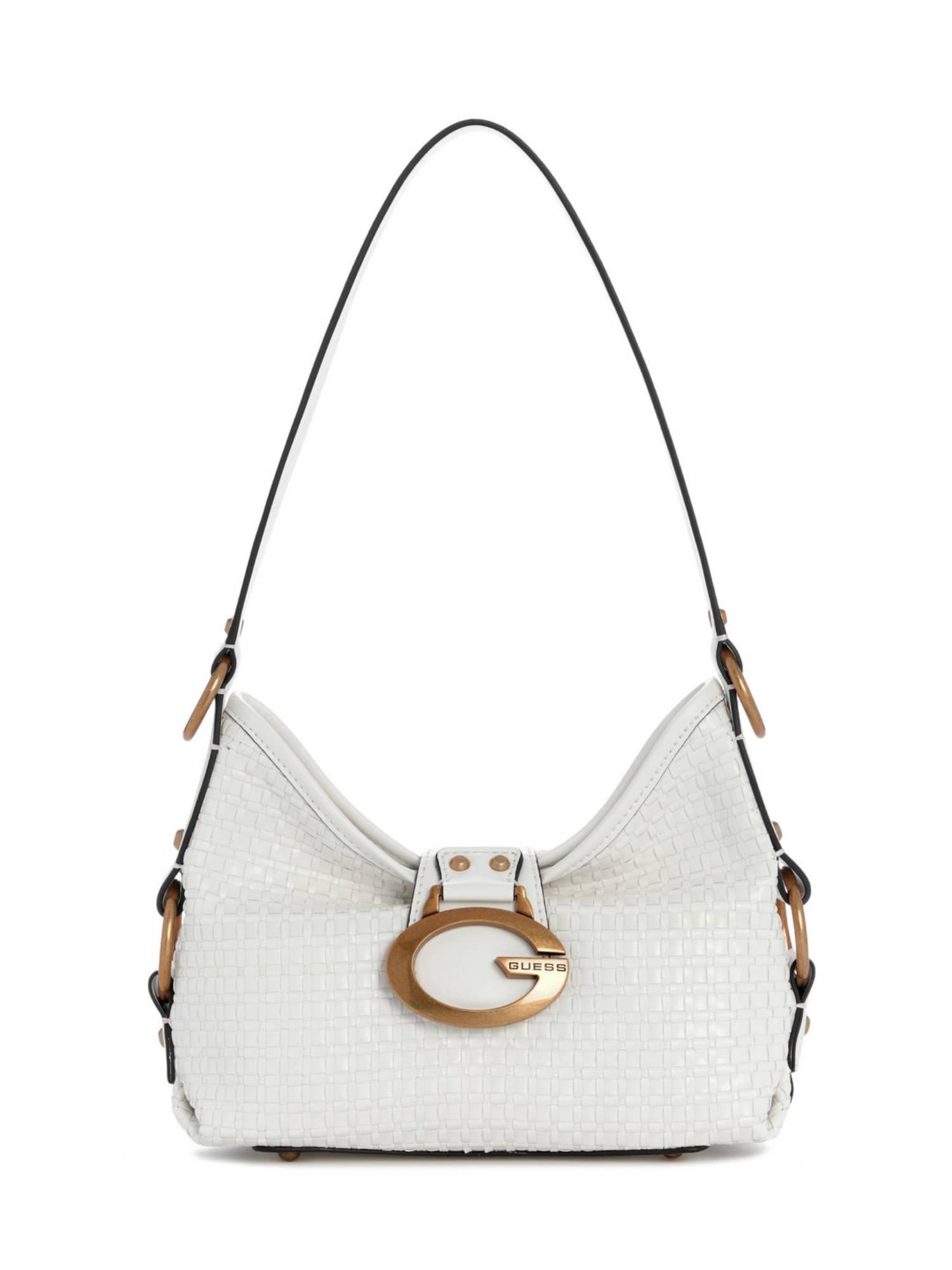 Guess Camden White Women Zipper Textured Hobo Bag