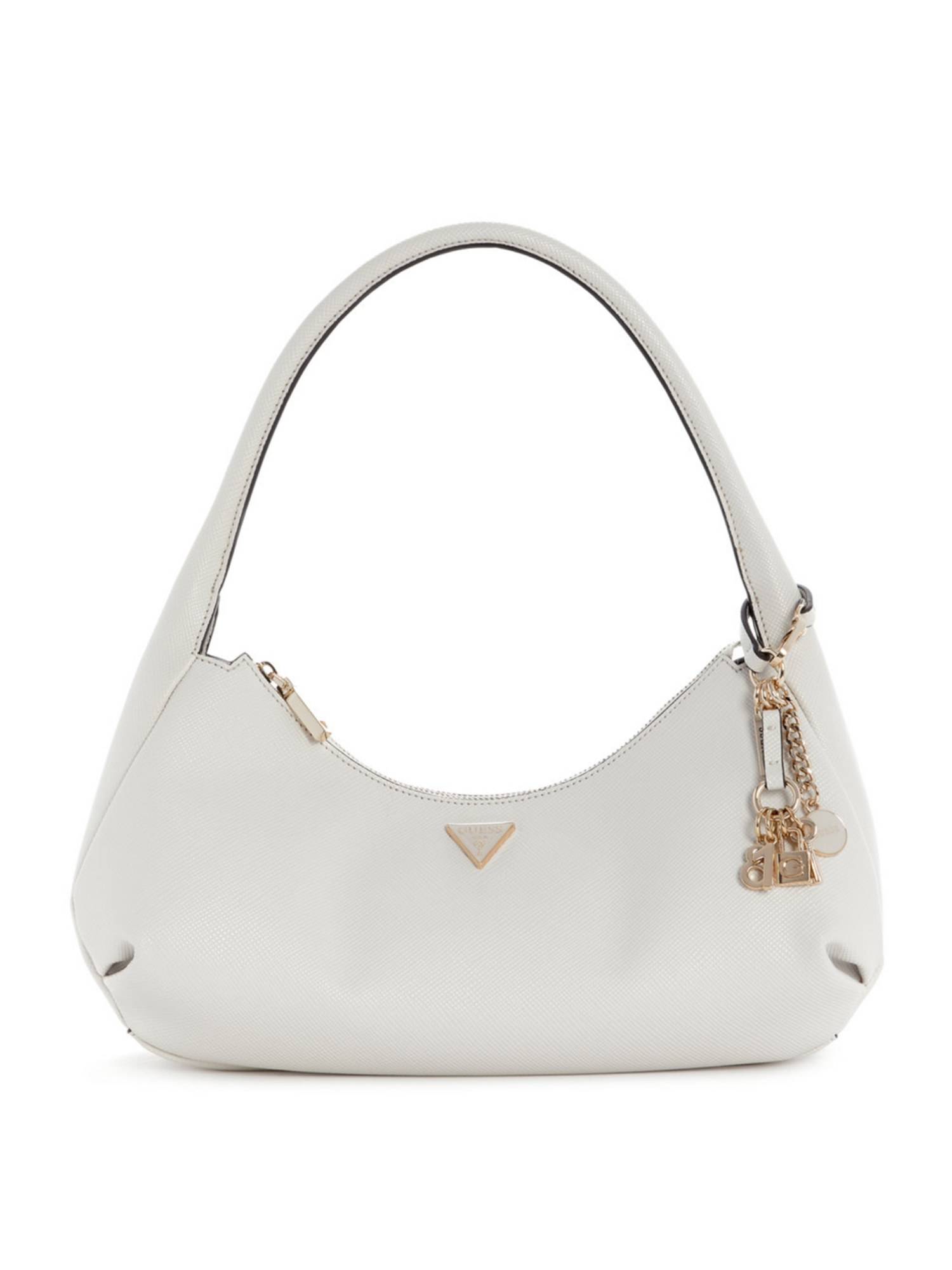Guess Gilda White Women Zipper Textured Hobo Bag