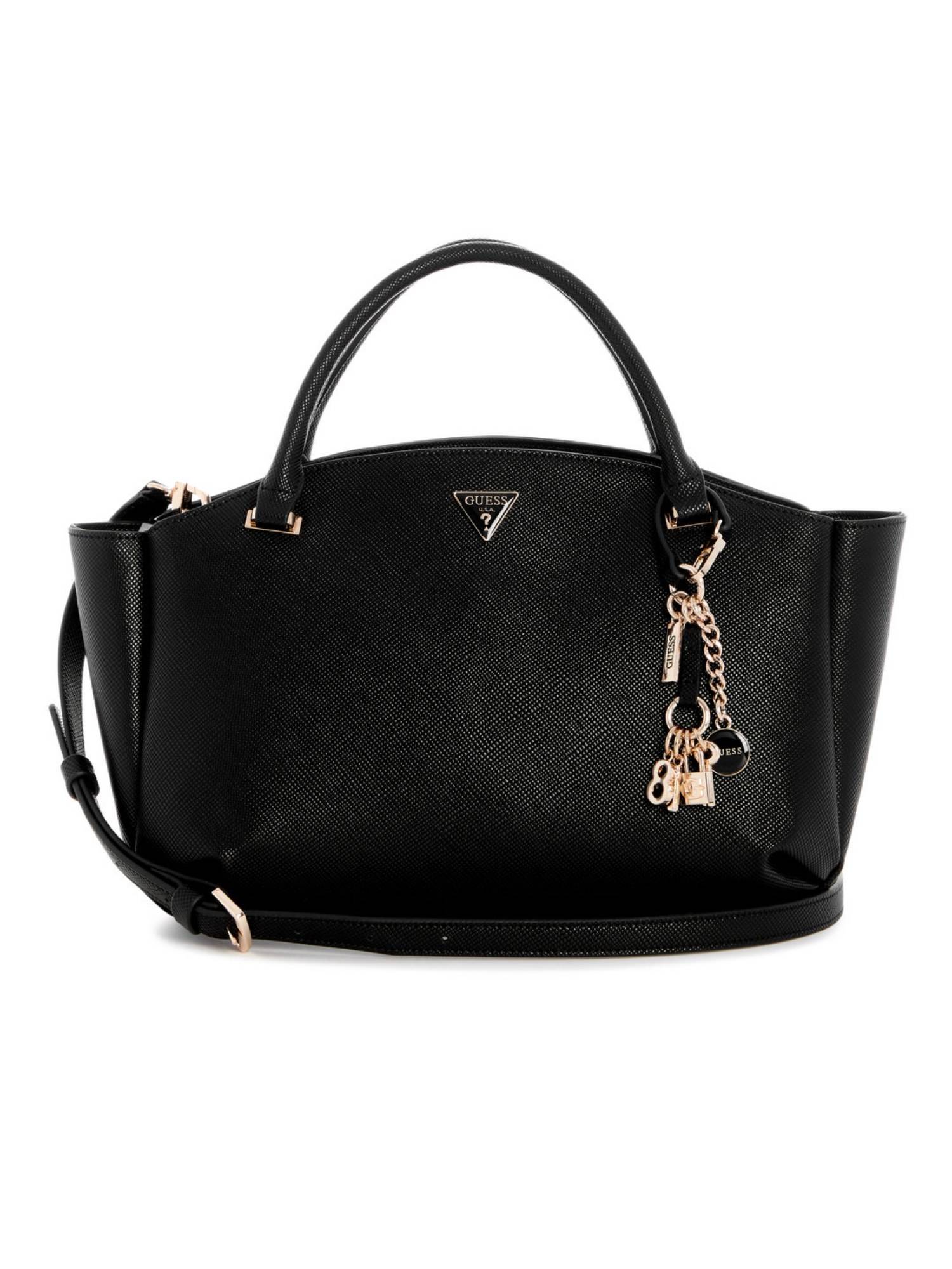 Guess Gilda Black Women Zipper Textured Satchel Bag
