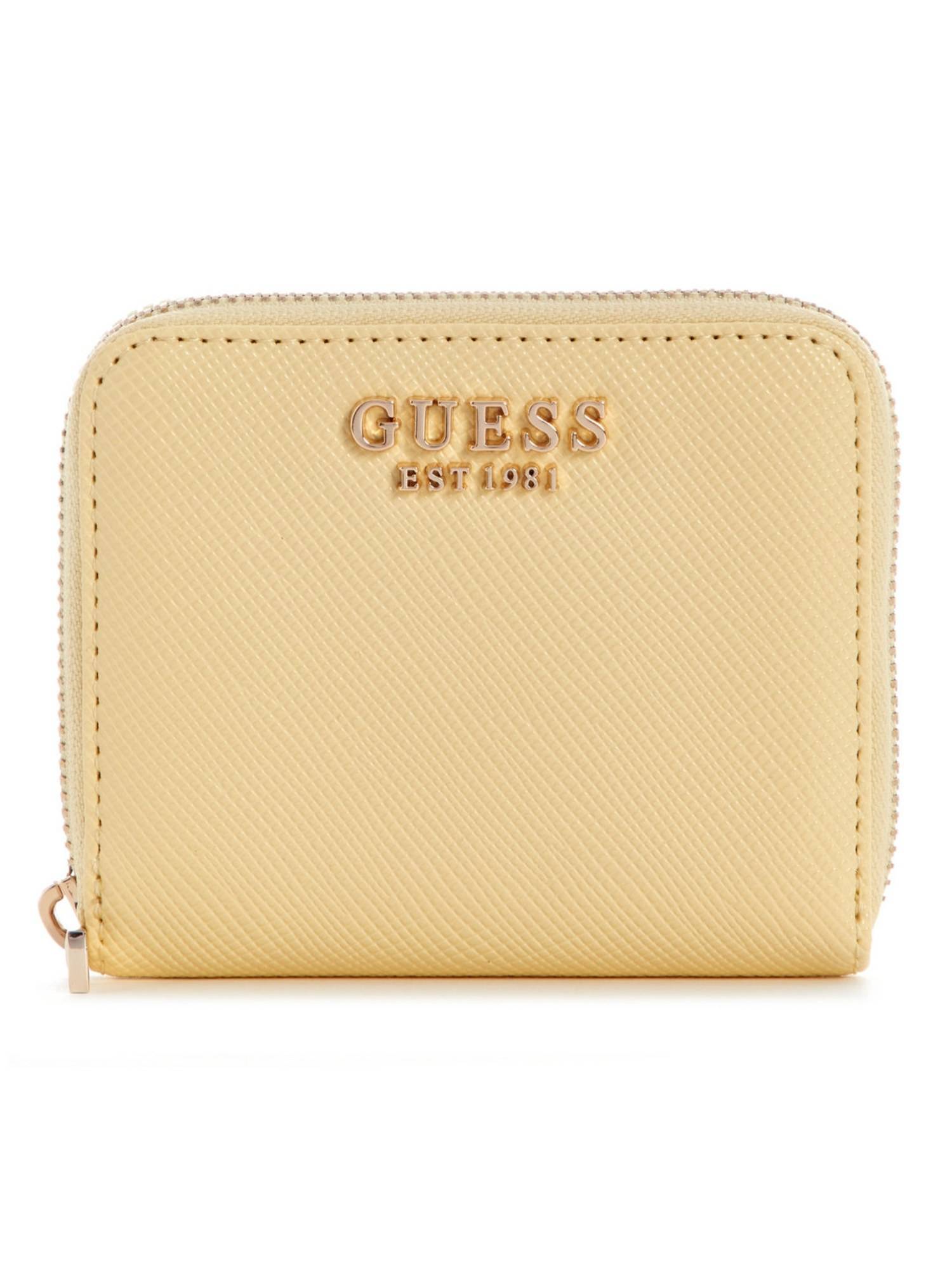 Guess Gilda Yellow Women Zipper Textured Bifold Wallet