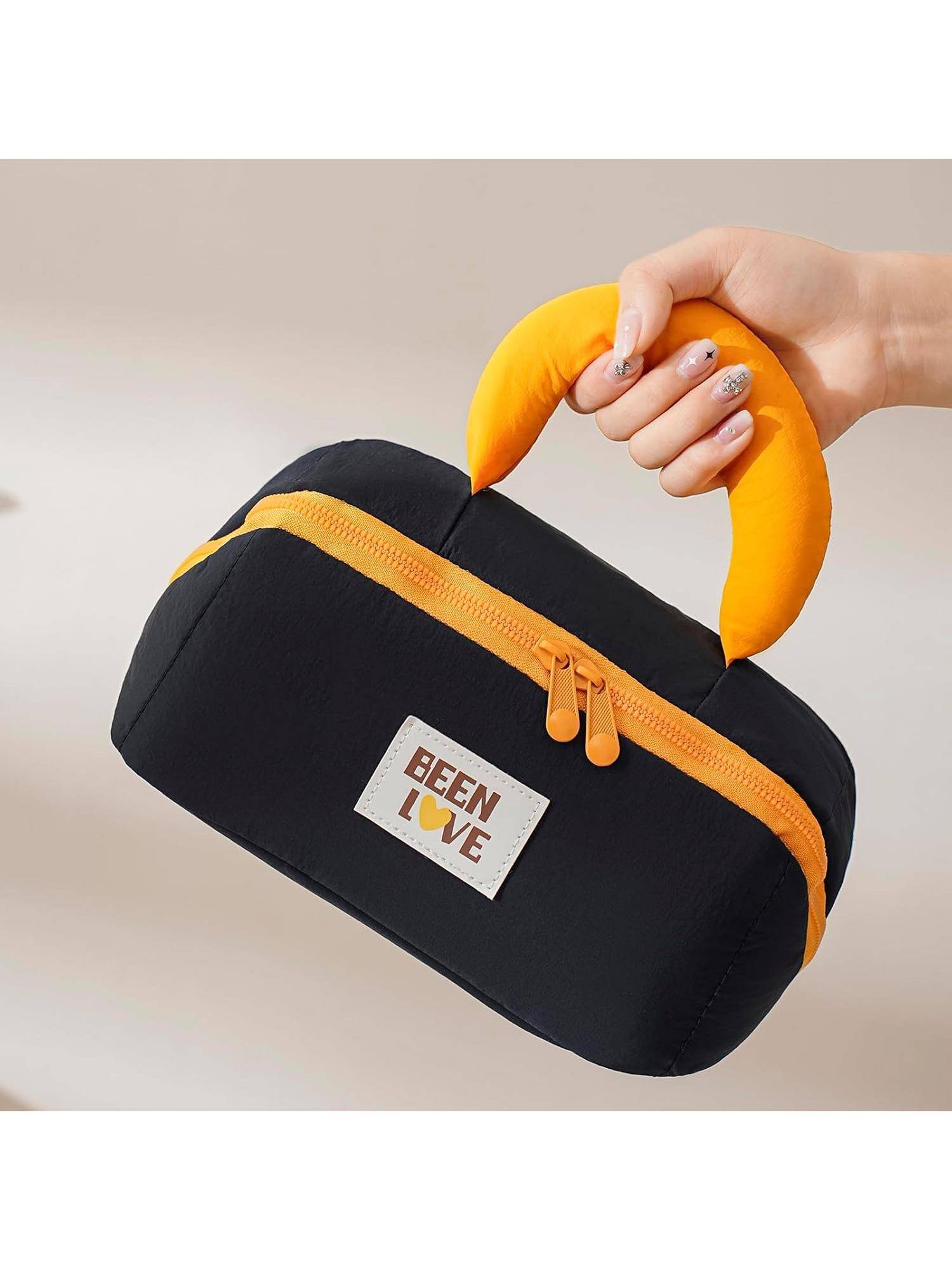 House of Quirk Travel Makeup Bag Toiletry Pouch for Women - Black