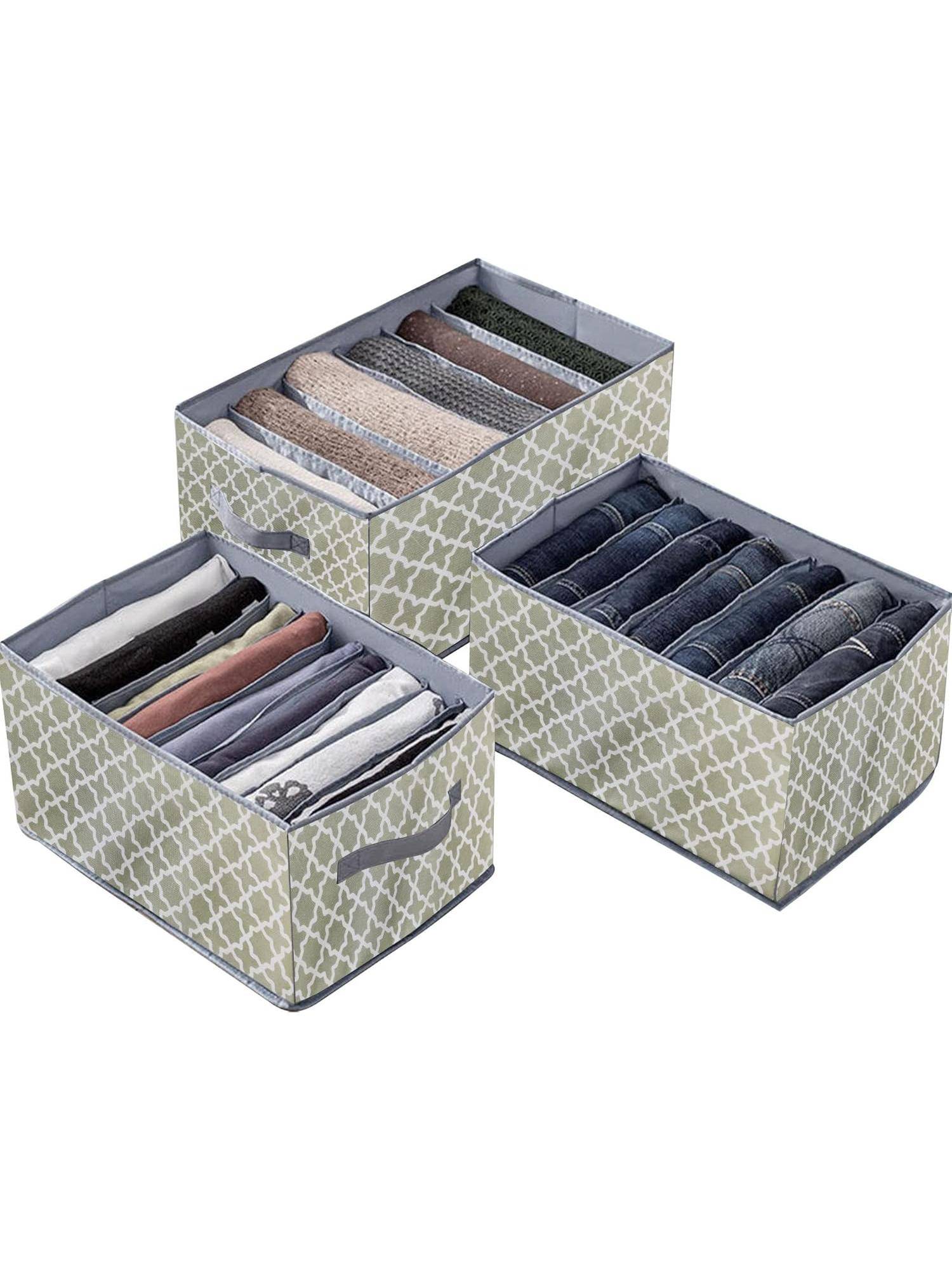 House of Quirk Non-Woven Set of 3 Wardrobe Clothes Organizer Closet Drawer Organizers - Olive