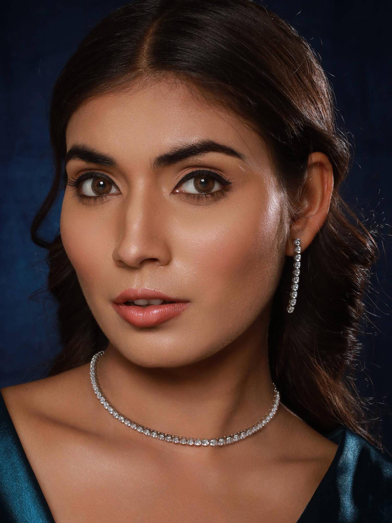 Aatmana Jazz And Sizzle Rhodium-Plated And Cz Studded Jewellery Set