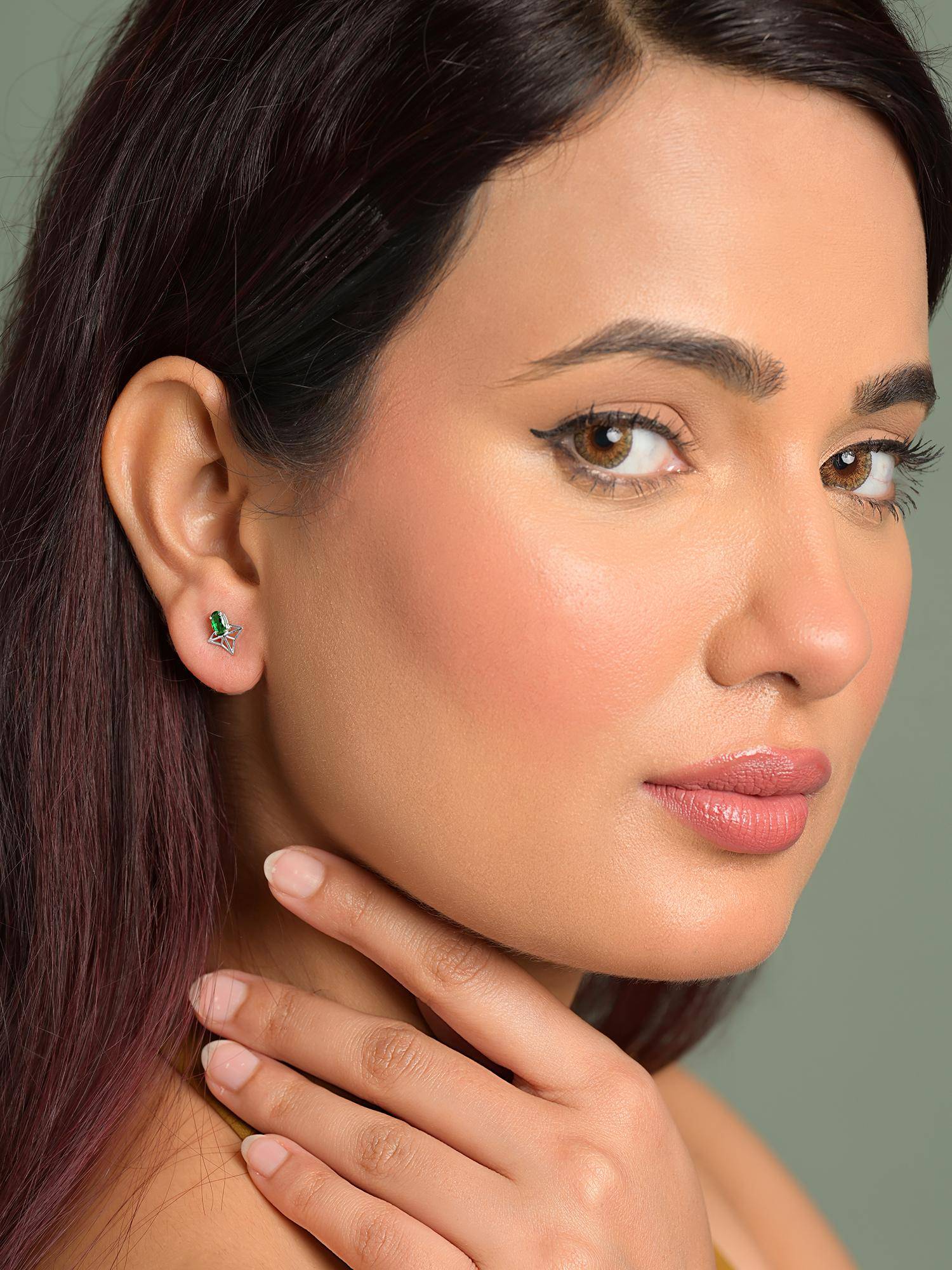 CLARA 925 Silver Platinum Plated Daily Wear Tosca Stud Earrings For Women And Girls