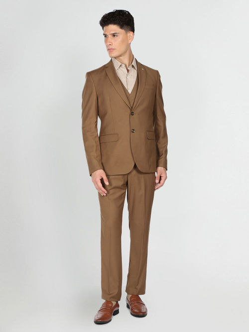 Arrow Men Brown Tailored Regular Fit Suit (Set of 3)