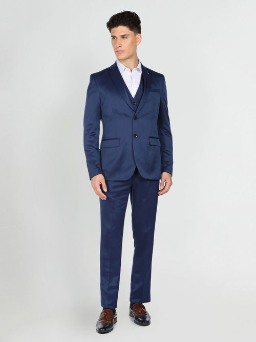 Arrow Navy Blue Tailored Regular Fit Suit (Set of 3)