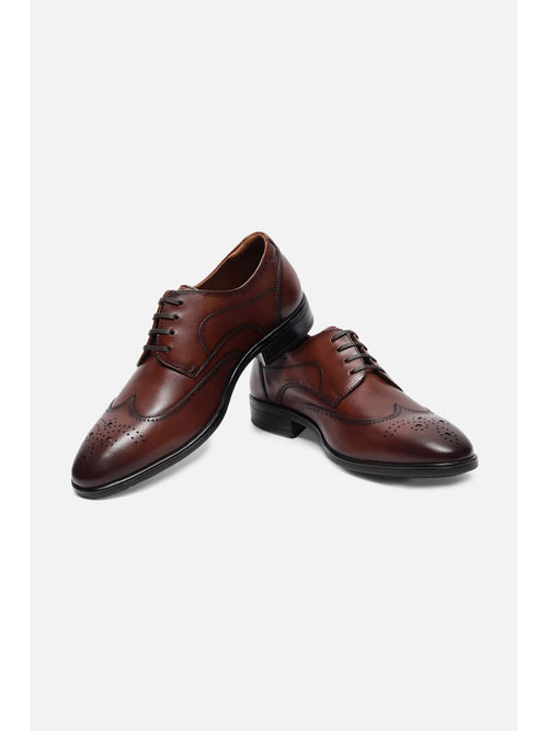 Buy Louis Philippe Men Brown Leather Lace Up Brogues Shoes Online
