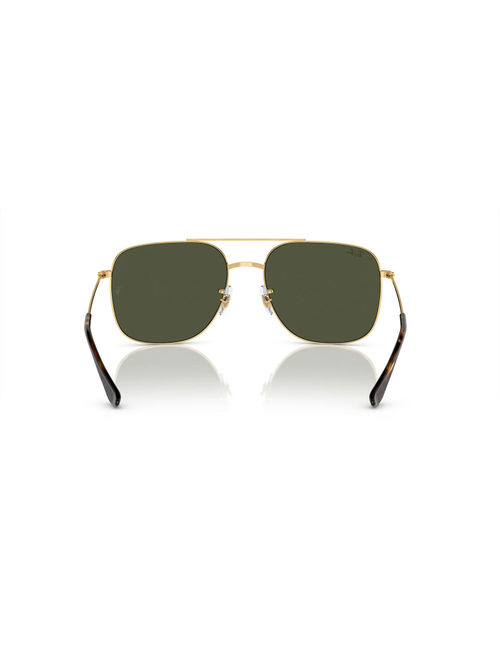 Ray-Ban Square Sunglasses With Gold Frame In Green Lens 0Rb3722I