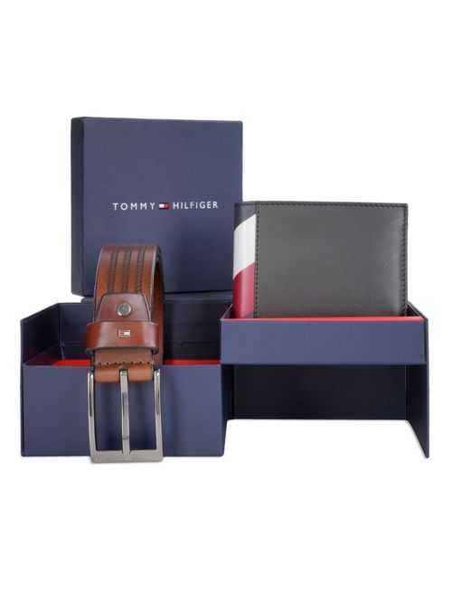 Tommy Hilfiger Lages Men Belt Wallet Gift Set Brown