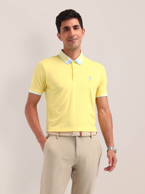 Buy POLO Mens Yellow Solid Polo T-Shirt Online