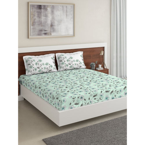 Ddecor Live Beautiful Cotton King Size Fitted Sheet With 2 Pillow Covers 144 Tc Green Ddecor Live Beautiful Cotton King, Beautiful King Size Bed Sheets