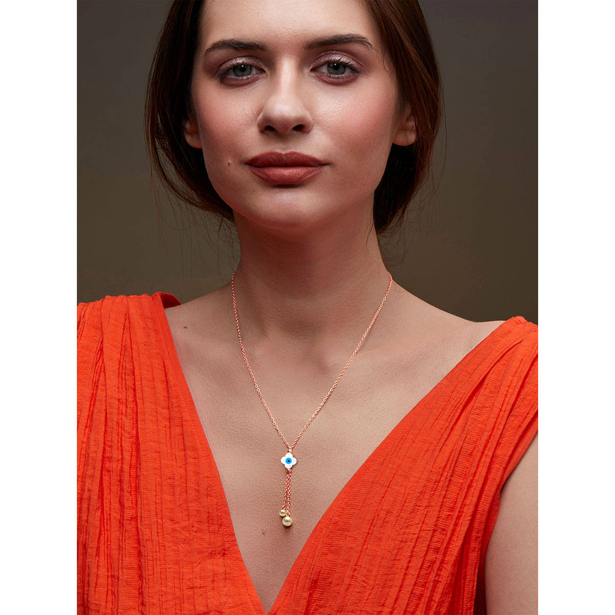 MINUTIAE Womens Rose Gold-Plated Stones-Studded Pendant Necklace with Chain