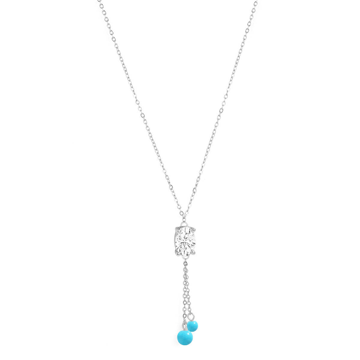 MINUTIAE Womens Silver-Plated Stones-Studded Pendant Necklace with Chain