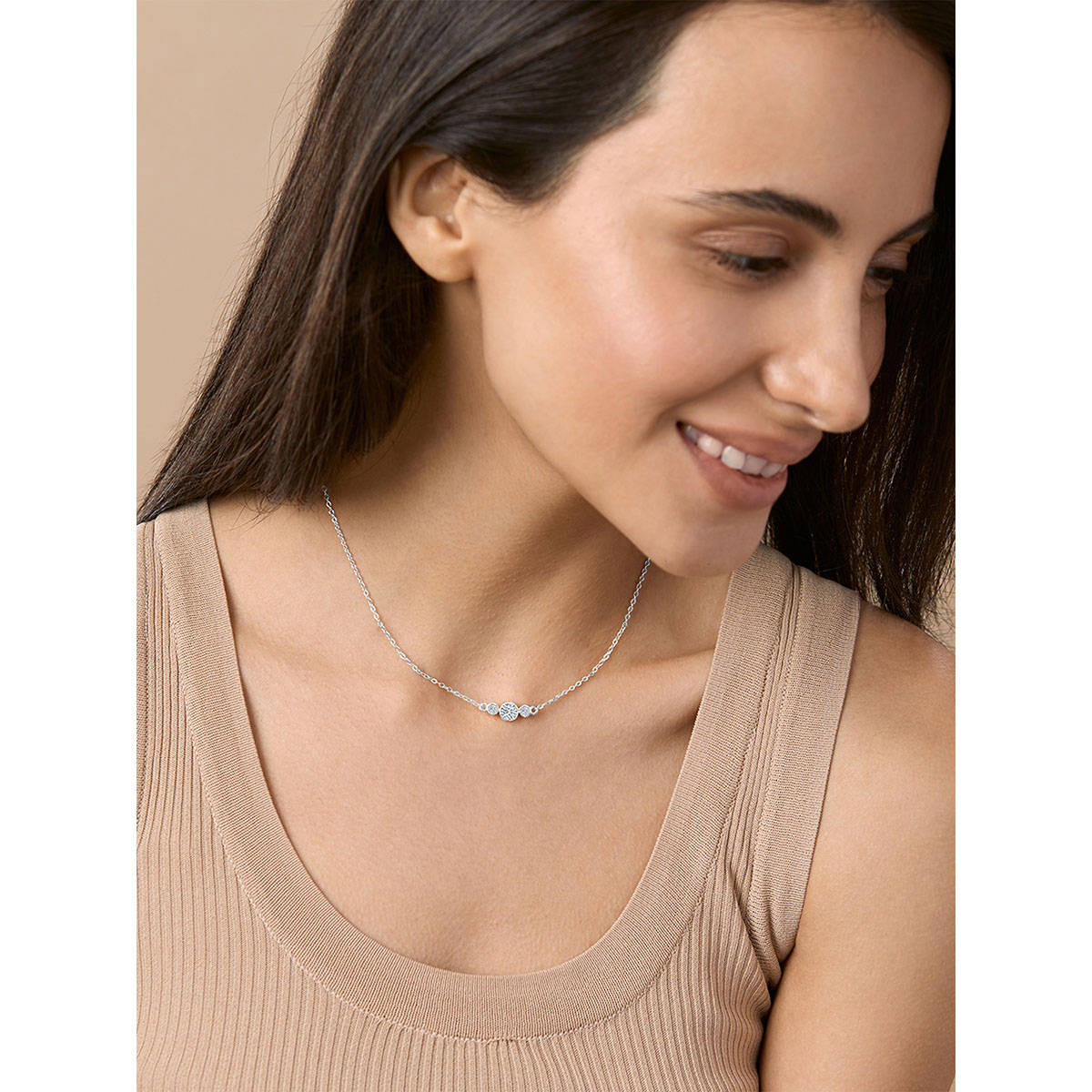 MINUTIAE Womens Silver-Plated Stones-Studded Pendant Necklace with Chain