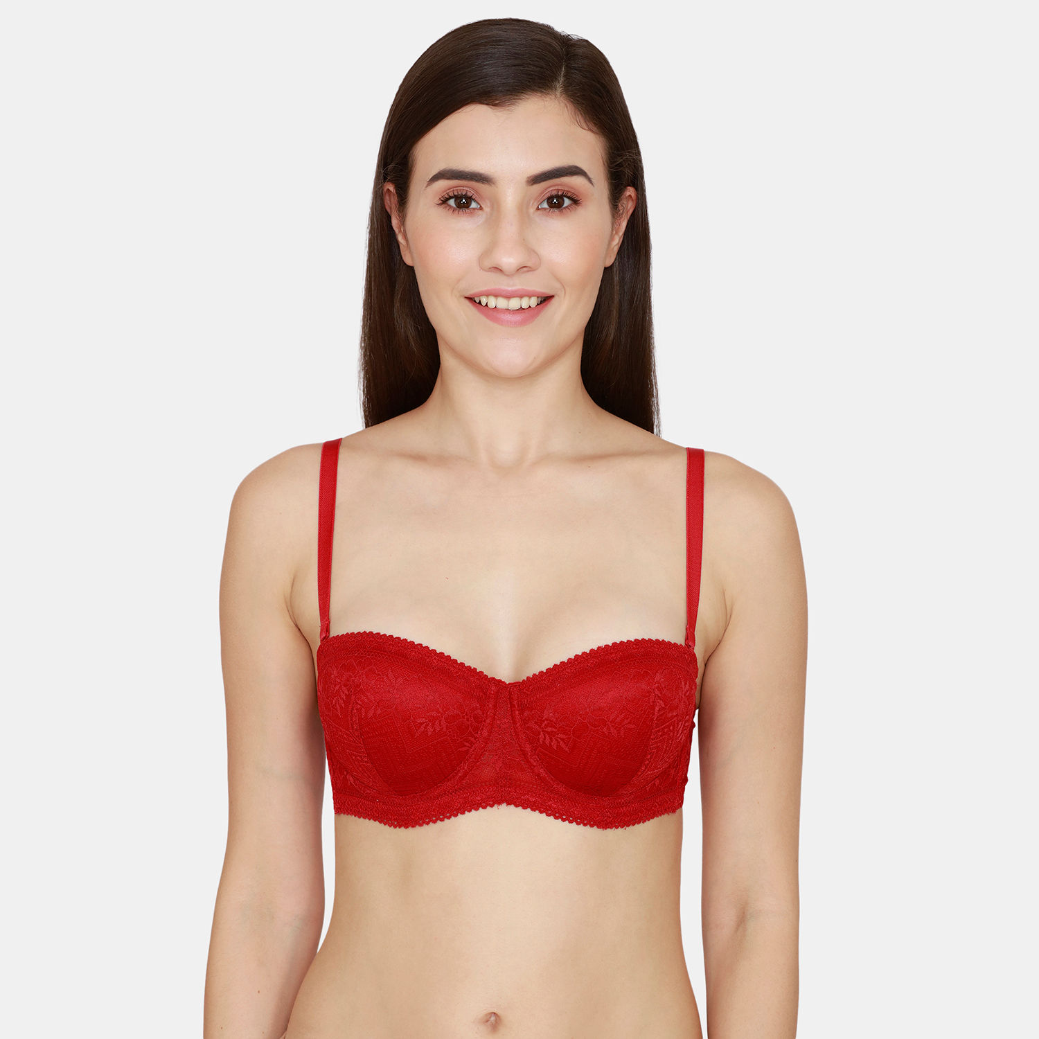 Zivame Love Stories Padded Wired 3/4Th Coverage Strapless Bra Chilli