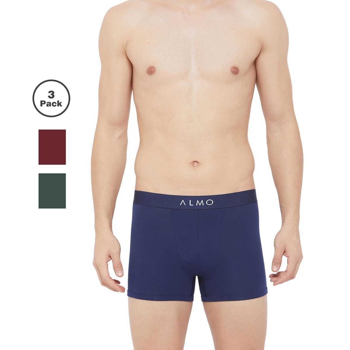 ALMO Rico Solid Organic Cotton Trunk (Pack Of 3) - Multi-Color (XXL)