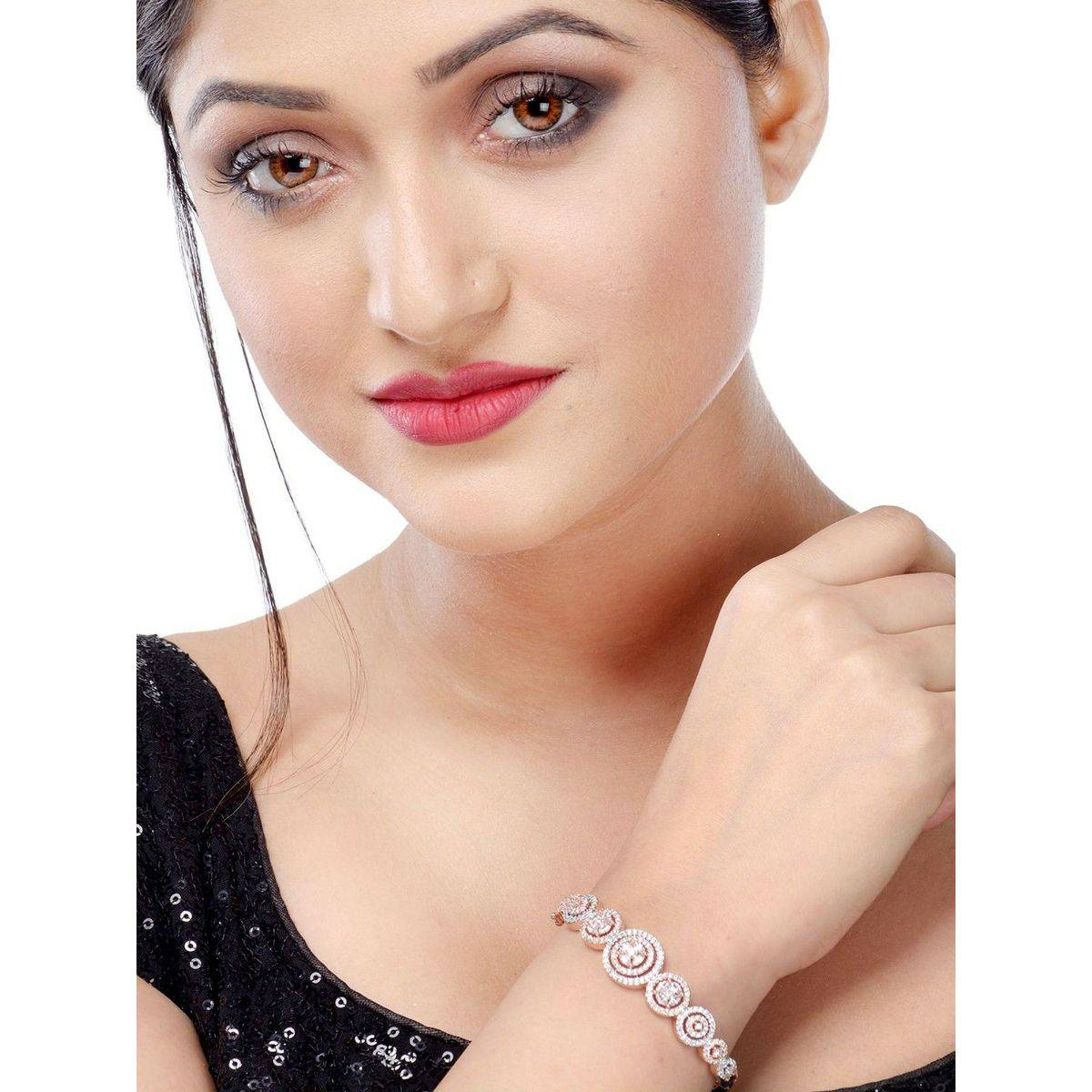 Saraf RS Jewellery Diamond encrusted handcrafted Bracelet Rose Gold plated