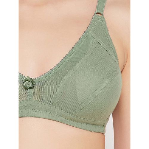 Buy Clovia Cotton Spandex Solid Non-Padded Full Cup Wire Free Everyday Bra  - Light Green Online