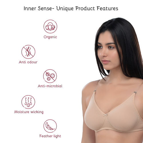 Buy Inner Sense Organic Cotton Antimicrobial Backless Non-Padded Seamless  Bra - Nude (36B) Online