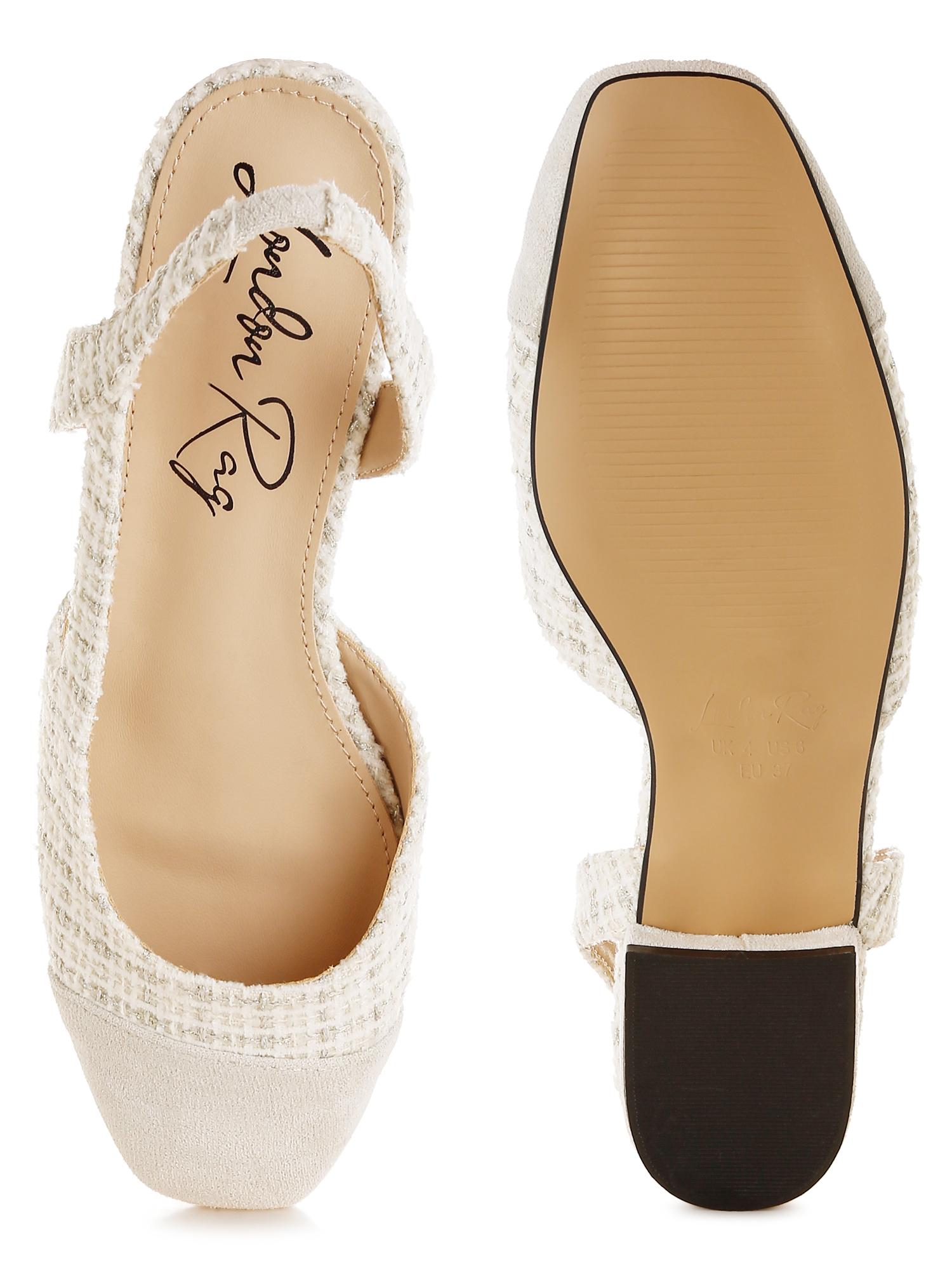 Buy London Rag Women Off White Tweed Slingback Sandal Heels Online