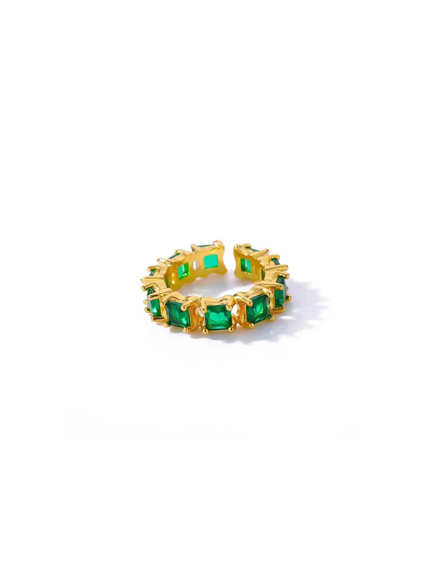 Buy Designs & You Gold-Plated Green Square Ads Adjustable Ring Online