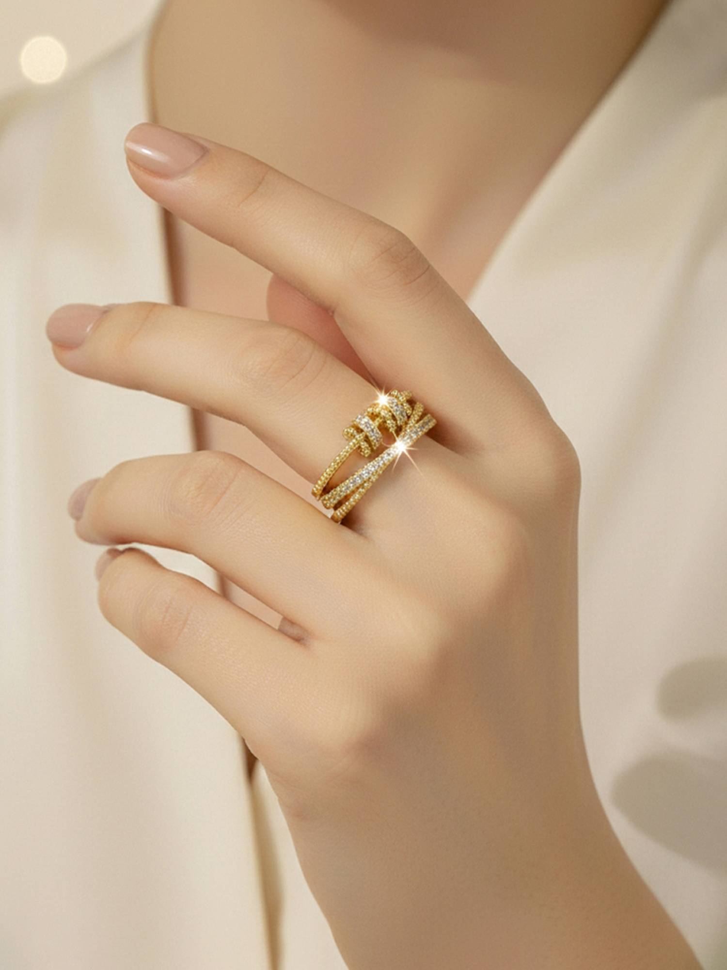 Designs & You Gold Plated Contemporary Rotatable Adjustable Ring