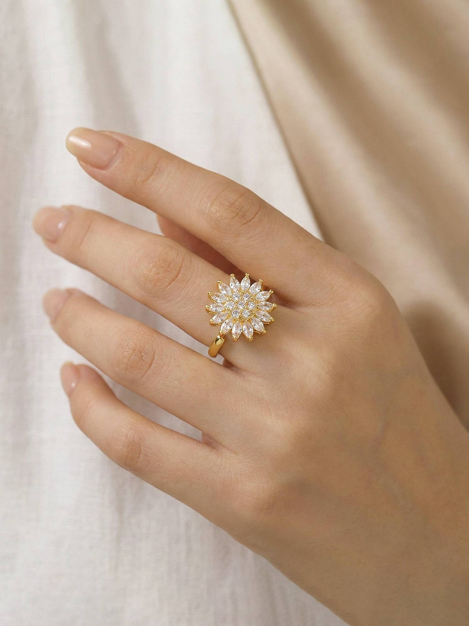 Designs & You Gold Plated Star Shaped Rotatable Adjustable Ring