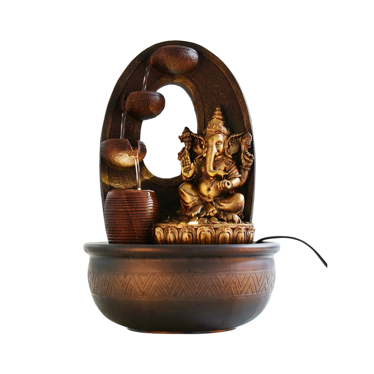 Buy eCraftIndia Golden Textured Lord Ganesha Water Fountain Online